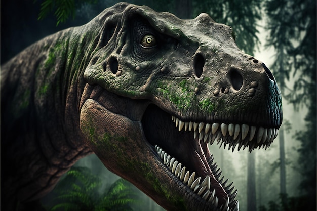 Tyrannosaurus rex dinosaur from the cretaceous era creative digital illustration painting