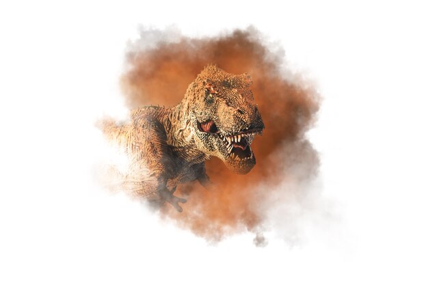 Tyrannosaurus T-rex ,dinosaur on smoke background