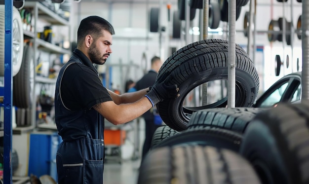 Photo tyre fitting automobile center