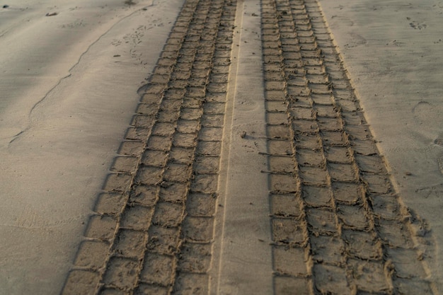 tyre track print on the sand