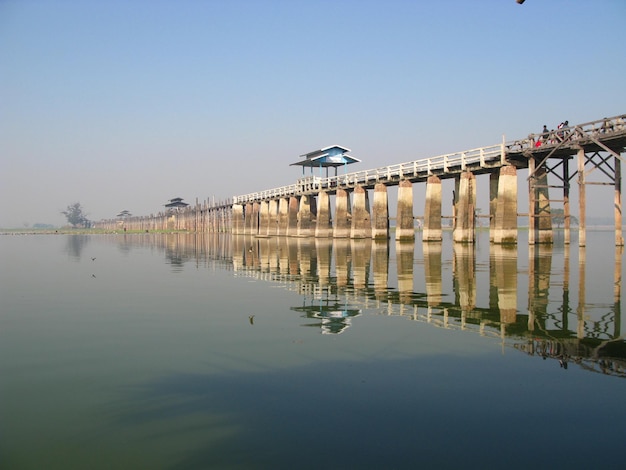 U Bein Bridge on Taungthaman Lake Amarapura Myanmar