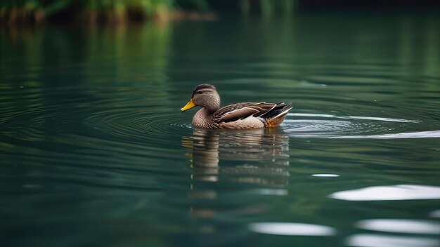 uck swimming in the water nature background