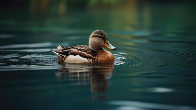 uck swimming in the water nature background