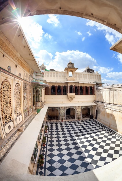 Udaipur City Palace with chess floor