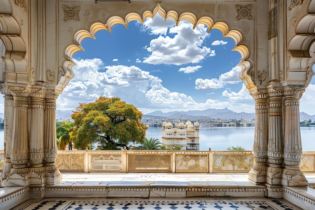 Udaipur India City Palace indian illustration background