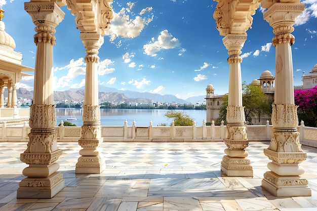 Udaipur India City Palace indian illustration background