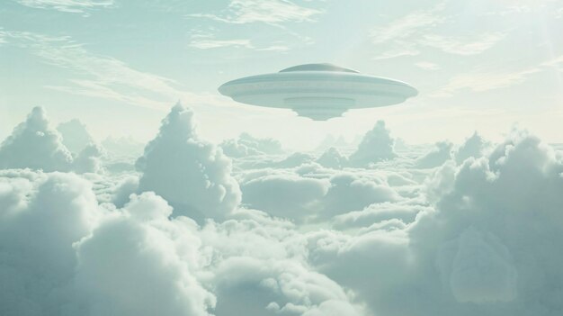 an ufo above the clouds in the sky