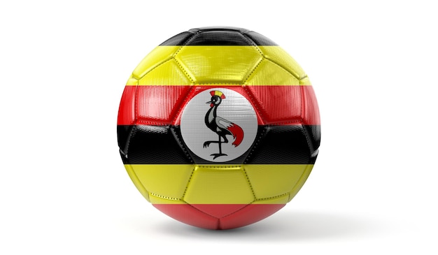 Uganda national flag on soccer ball 3D illustration