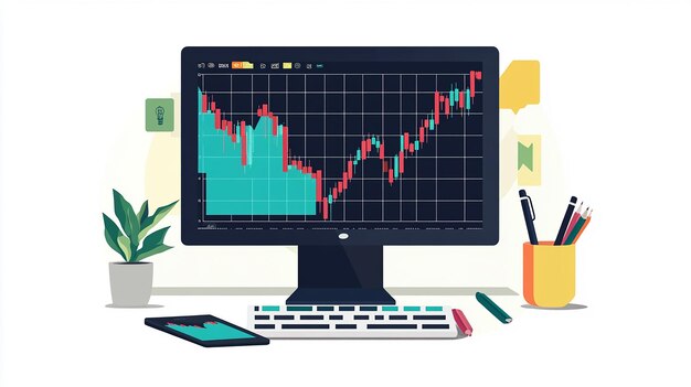 Photo ui illustration of investing in stocks flat design concept