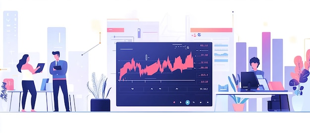 Photo ui illustration of investing in stocks flat design concept