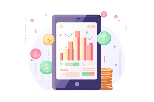 UI Illustration of Investing in Stocks in a Flat Design