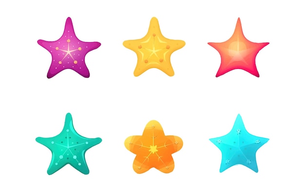 Ui set vector illustration of colorful fishstars isolated on white background