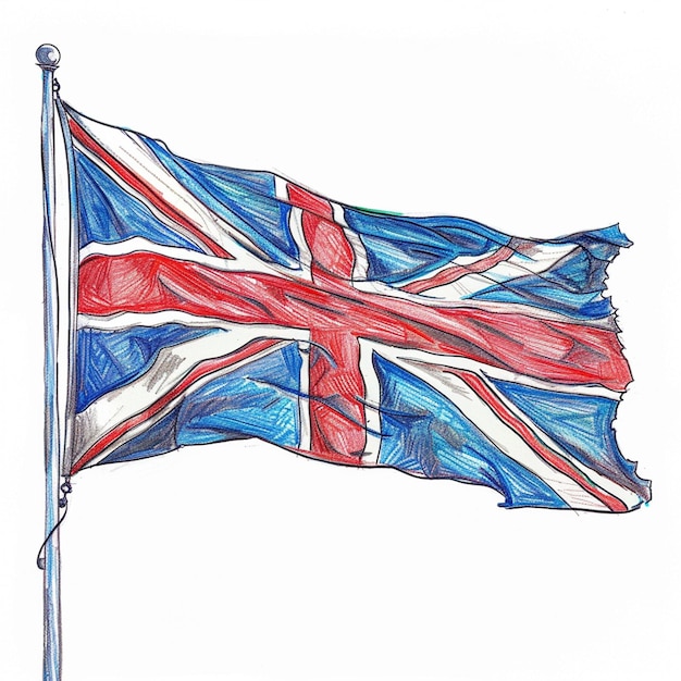 Photo uk flag united kingdom national flag drawing on white background