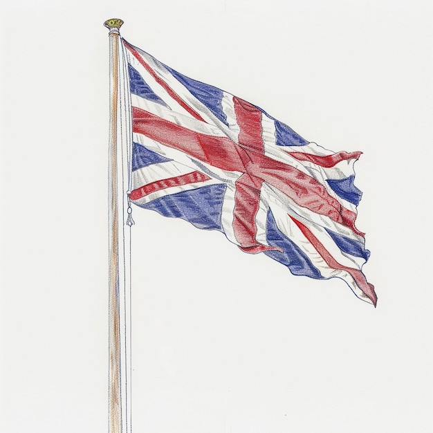 UK flag United Kingdom national flag drawing on white background