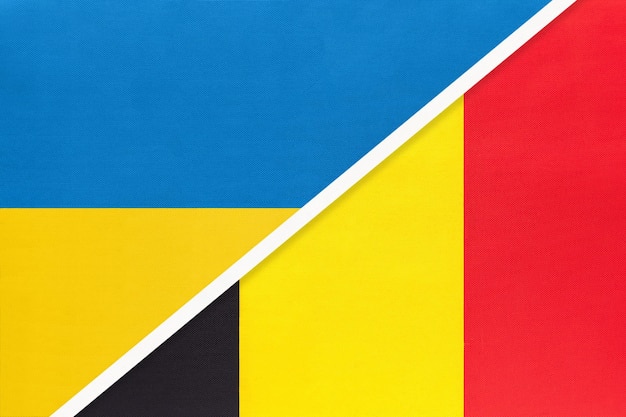 Ukraine and Belgium symbol of country Ukrainian vs Belgian national flags