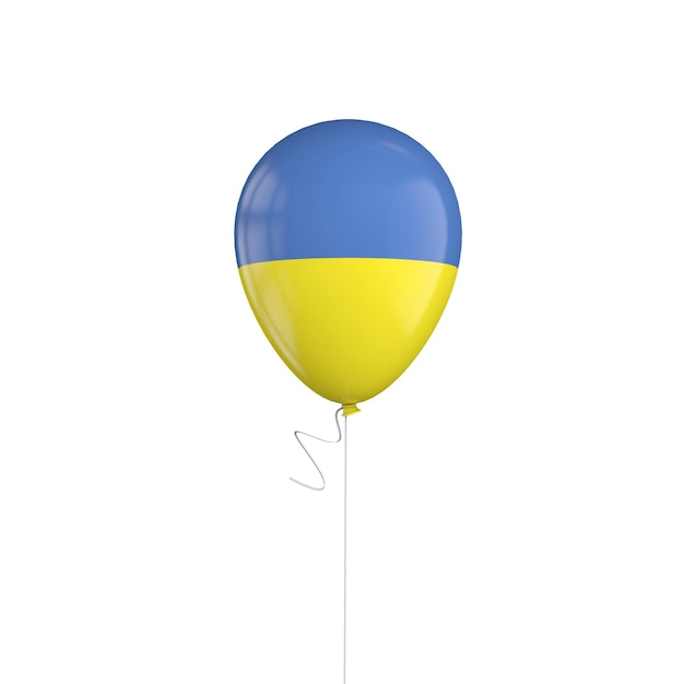 Ukraine flag balloon on a string 3D Rendering