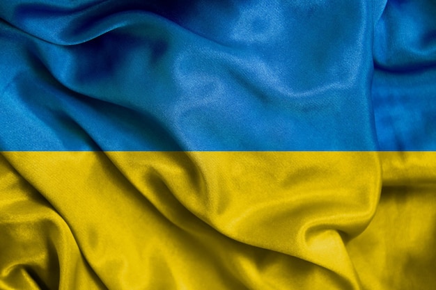 Ukraine flag silk background