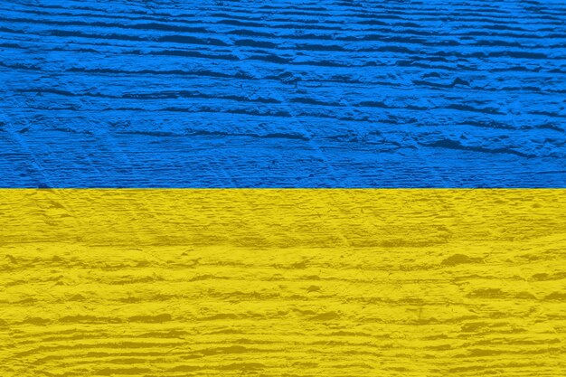 Ukraine flag with a wooden texture