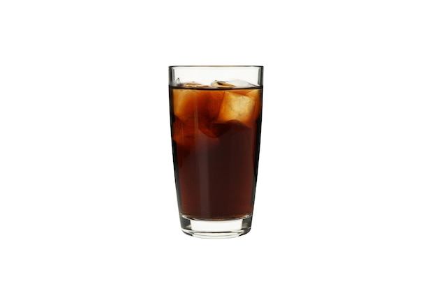 Photo ukraine kyiv 24082023png a glass of pepsi coca cola with ice isolated on a white background