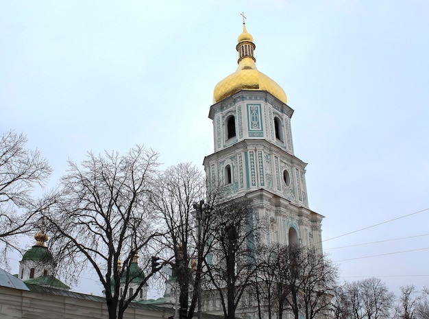 Ukraine Kyiv November 19 2013 Bell tower of St Sophia Cathedral