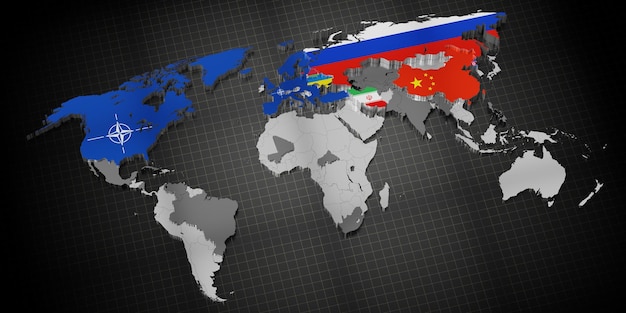 Photo ukraine war usa nato russia and supporter countries around the world 3d illustration