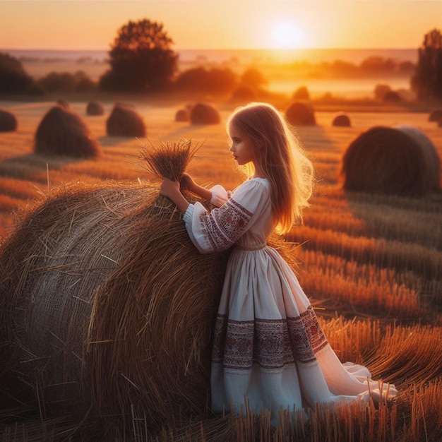 Ukraine wheat field Ukrainian girl