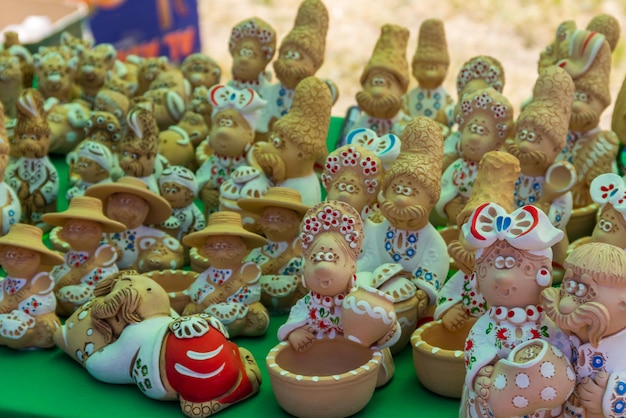 Ukrainian clay figurines for sale on souvenir market