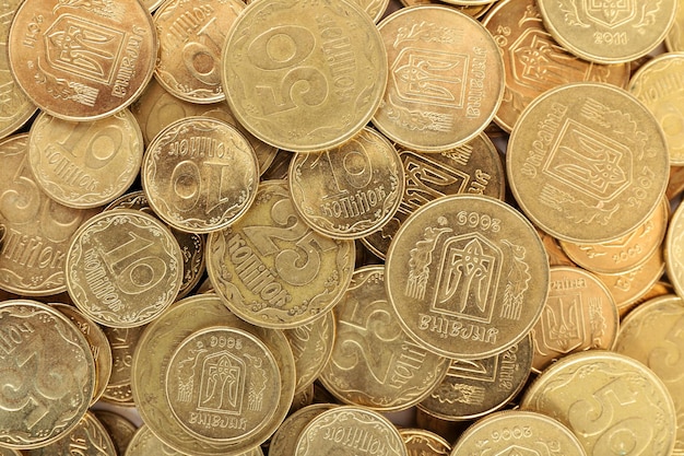 Ukrainian coins as background