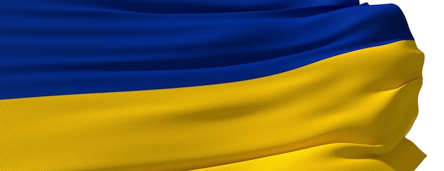 Ukrainian flag fluttering in the wind 3D rendering