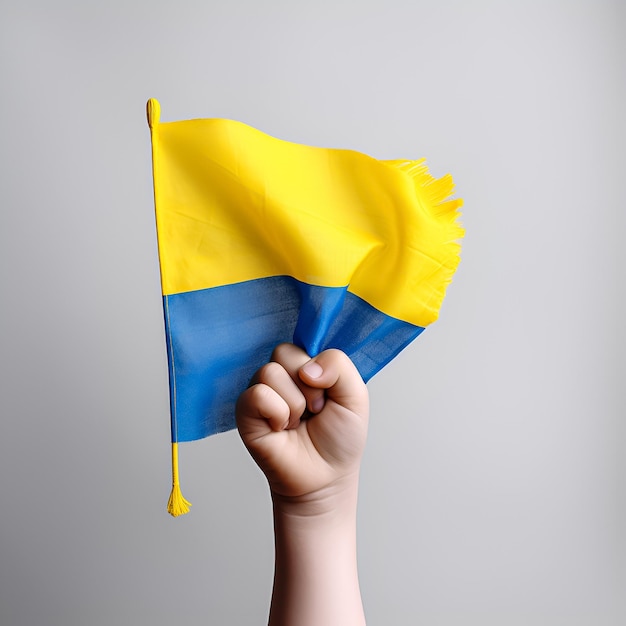 Ukrainian flag in the hand