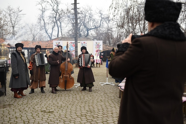 The Ukrainian folk song and dance ensemble in national costumes