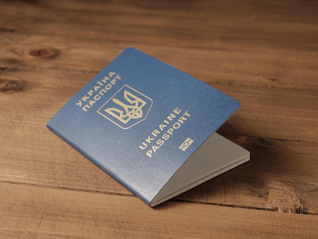 Ukrainian passport on the table