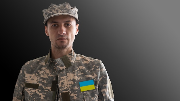 Ukrainian soldier Ukrainian in army Ukrainian flag on military uniform Troops of Ukraine