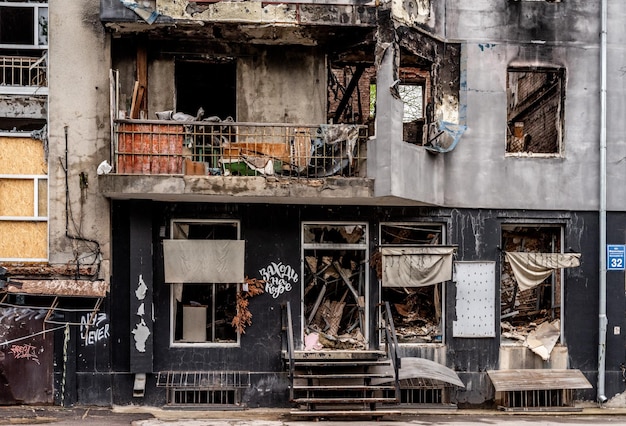 Ukraininan city buildings during war