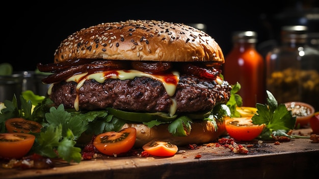 Ultra CloseUp Homemade Beef Burger