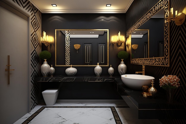 An ultra contemporary and posh washroom interior