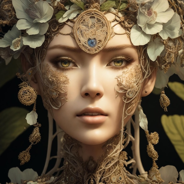 ultra detailed of a beautiful porcelain woman face