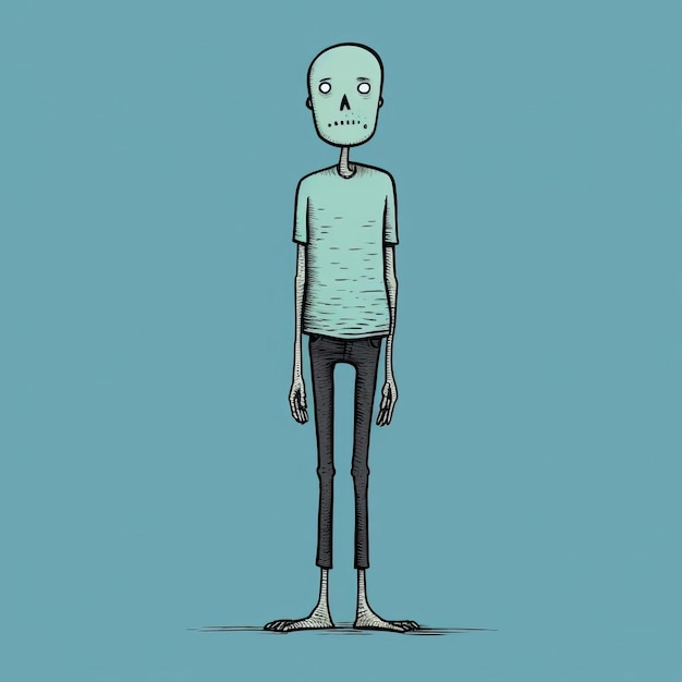 Ultra Detailed Blue Cartoon Character With Skeleton By Alessandro Gottardo