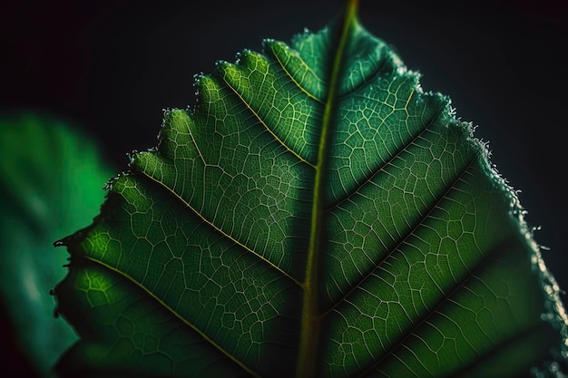 Ultra macro detailed photo of a Green leaves texture background Closeup macro AIGenerated