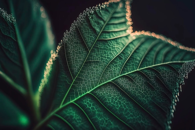 Ultra macro detailed photo of a Green leaves texture background Closeup macro AIGenerated