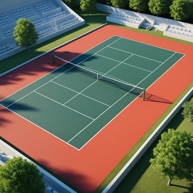 Photo ultra realistic 3d tennis court with vibrant colors and detailed textures