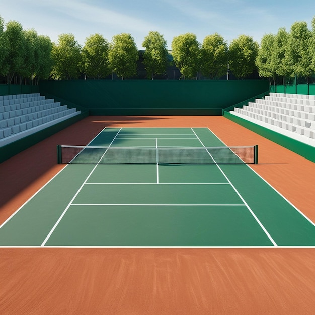 Photo ultra realistic 3d tennis court with vibrant colors and detailed textures