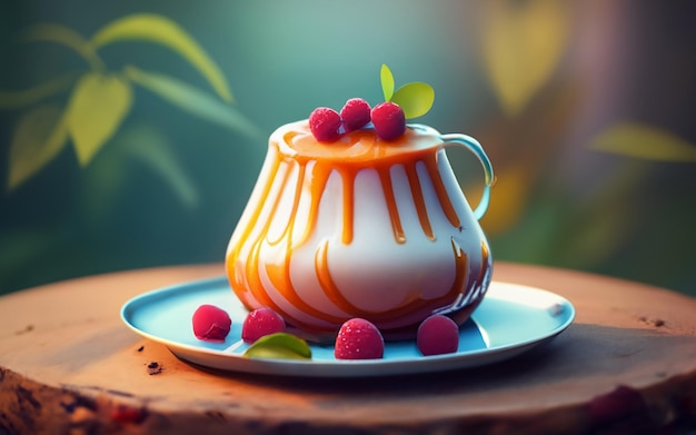 Ultra realistic logo for a pudding 3d render