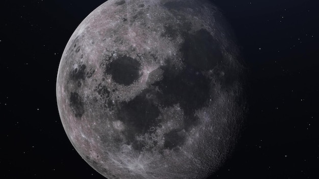 Ultra Realistic Moon is slowly rotating around its axis 3d illustration