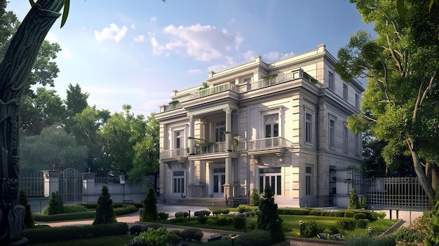 Ultra realistic Neoclassical architecture 4storey house