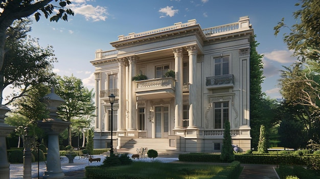 Ultra realistic Neoclassical architecture 4storey house