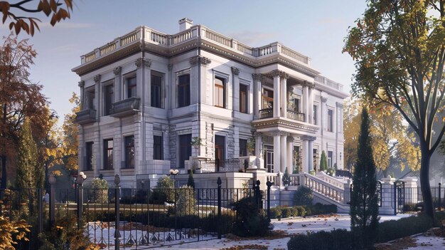 Ultra realistic Neoclassical architecture 4storey house