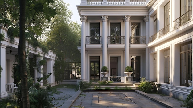 Ultra realistic Neoclassical architecture 4storey house