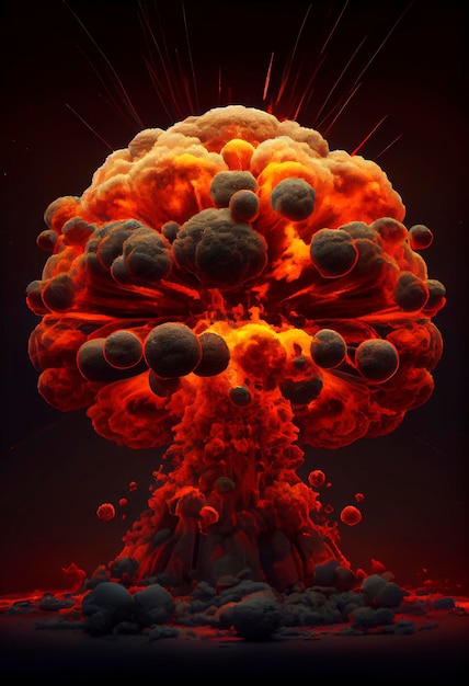 Ultra realistic red orange atomic explosions