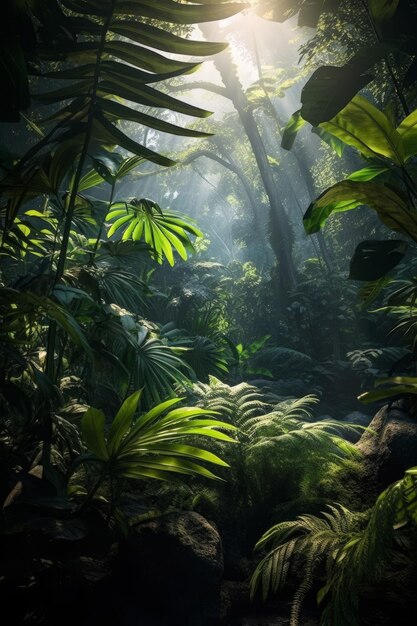 Ultra realistic a screenshot of a tropical forest